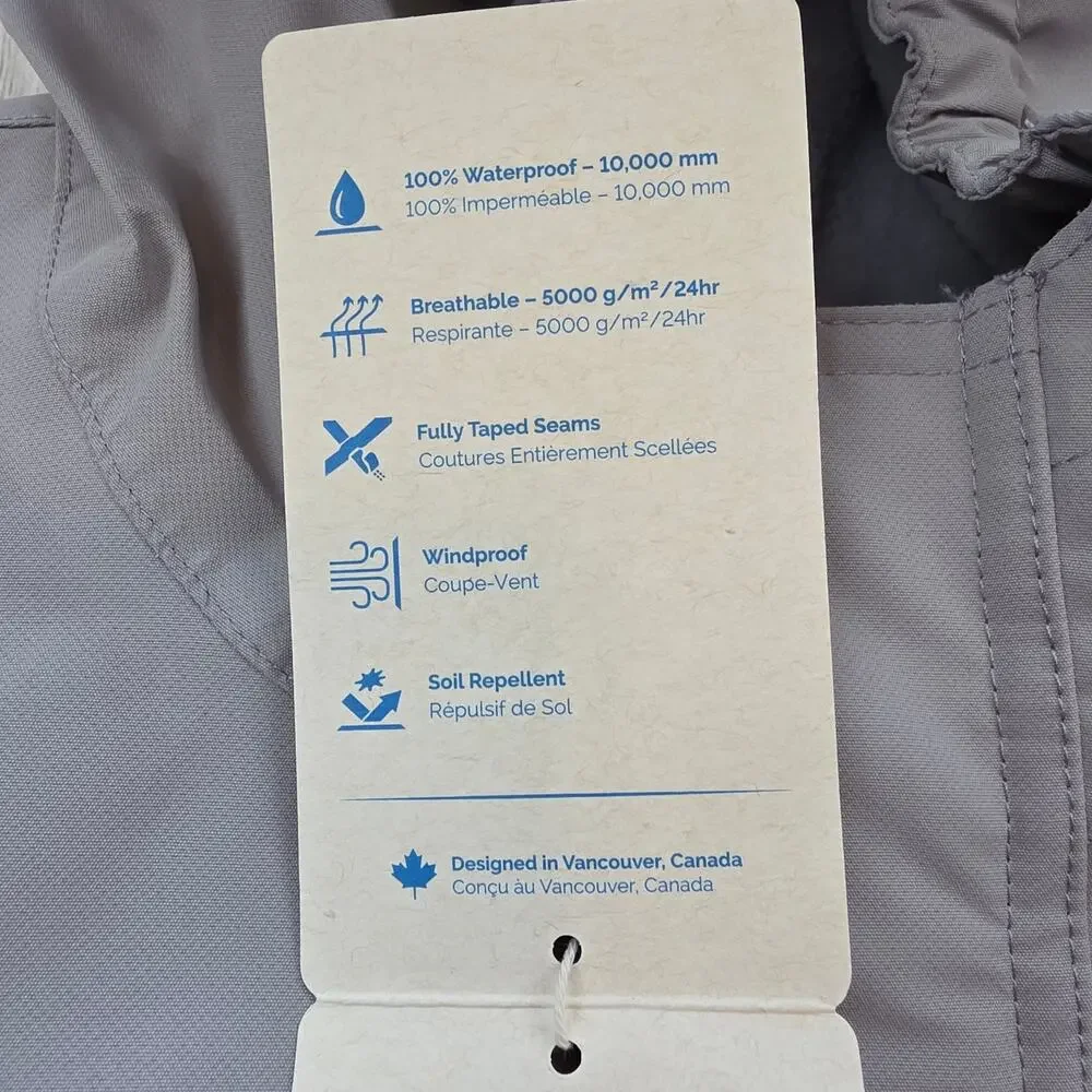 Jan & Jul Cozy-Dry Waterproof Rain Jacket Fleece Lined Gray Youth 14Y (14-16)